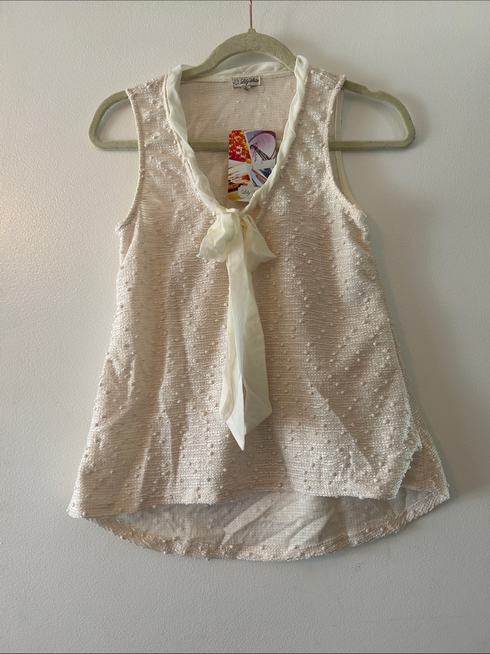 Sleeveless Tie-Neck Top in Cream